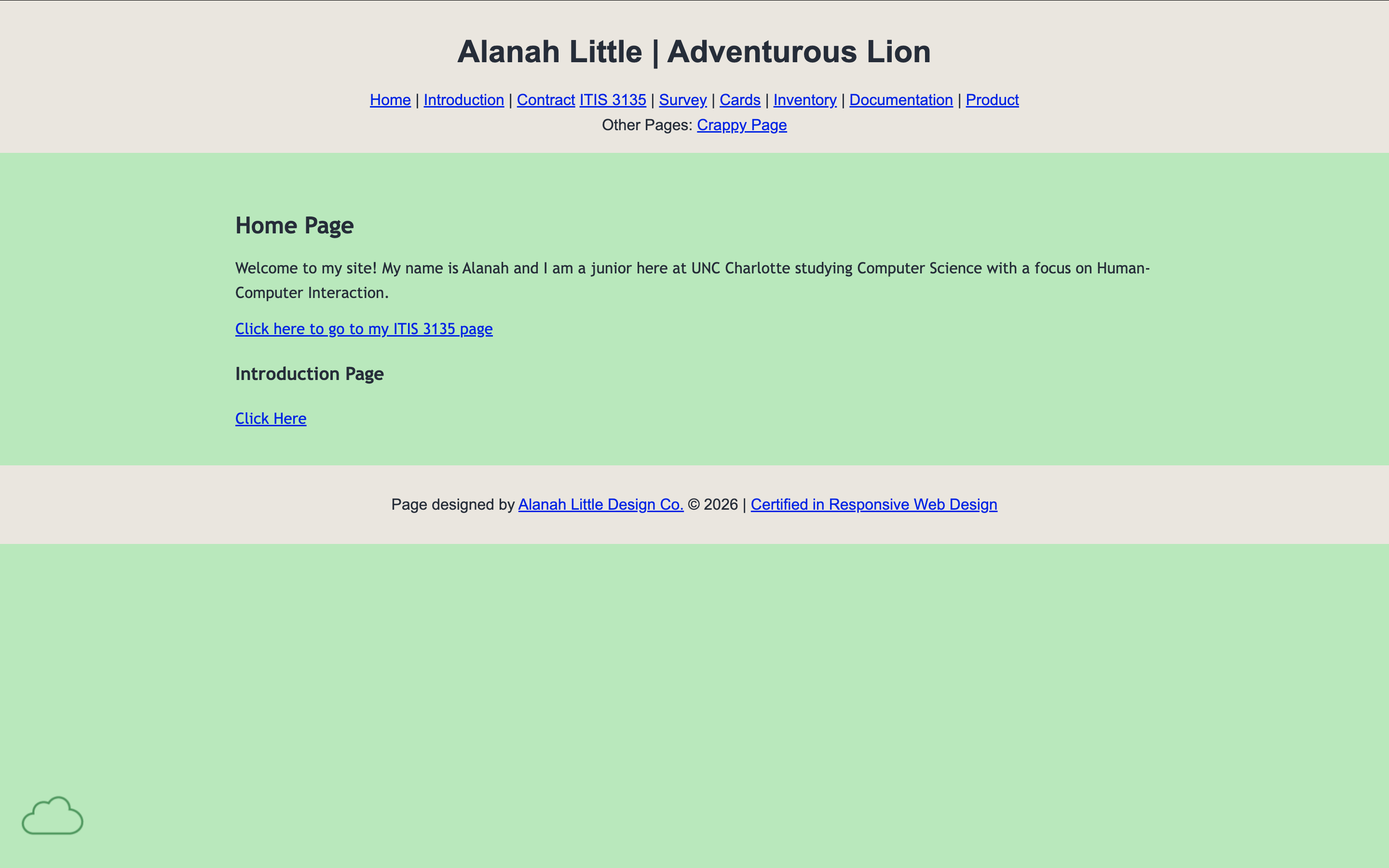 Personal website homepage